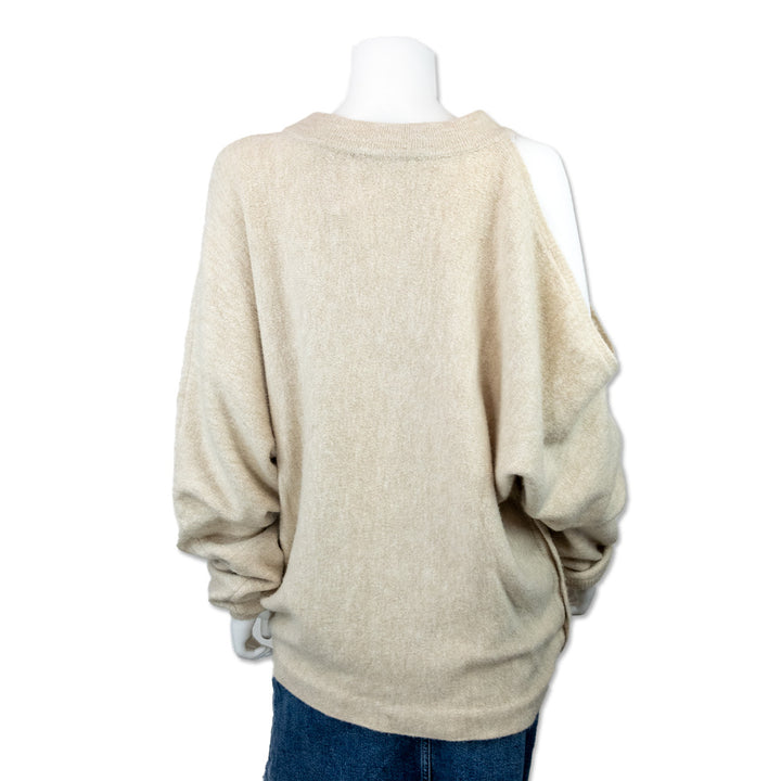 Tibi Beige Cold Shoulder Oversized Sweater