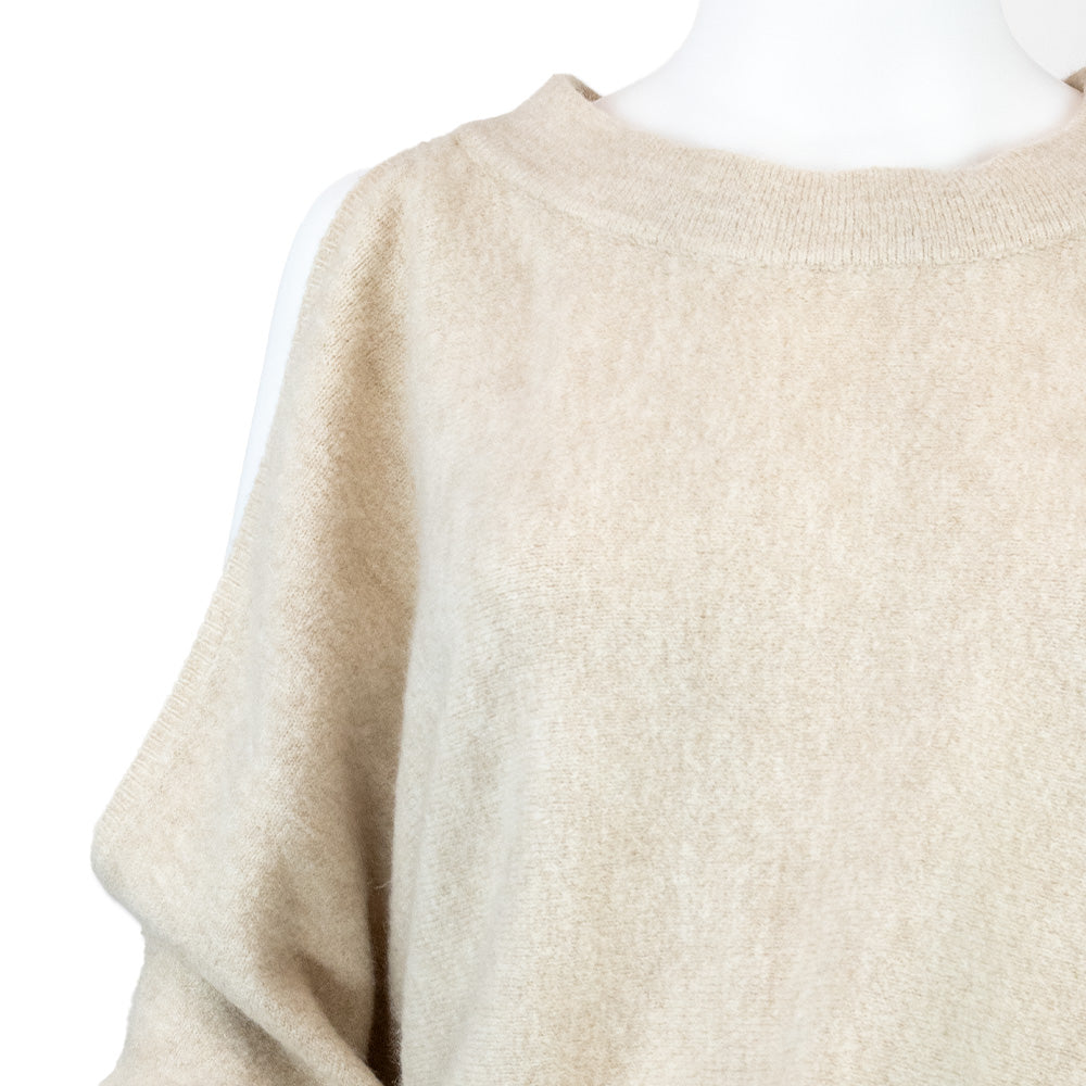 Tibi Beige Cold Shoulder Oversized Sweater