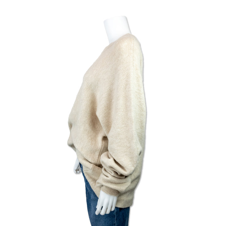 Tibi Beige Cold Shoulder Oversized Sweater