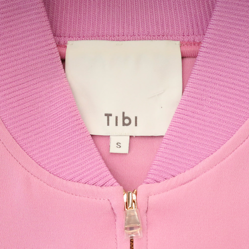 Tibi Light Purple Ruffled Silk Crepe De Chine Bomber Jacket