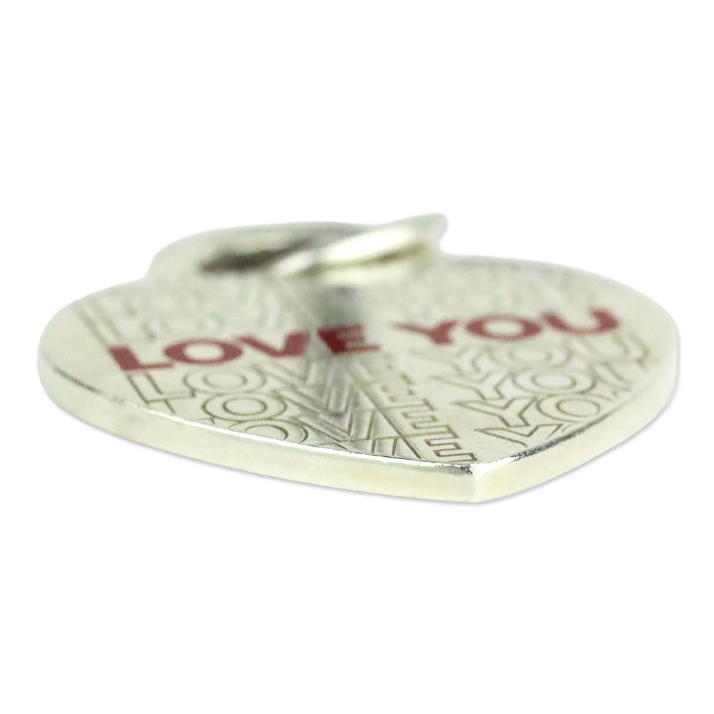 Tiffany & Co. 925 Silver Red LOVE YOU Heart Charm Pendant