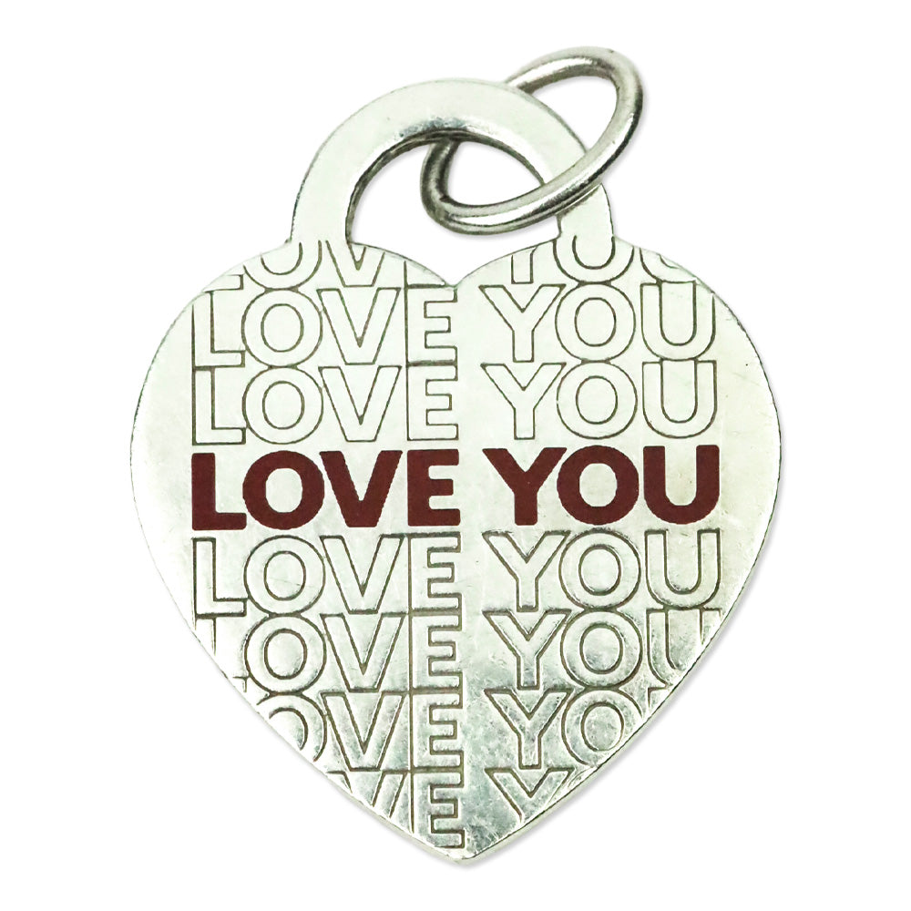 Tiffany & Co. 925 Silver Red LOVE YOU Heart Charm Pendant