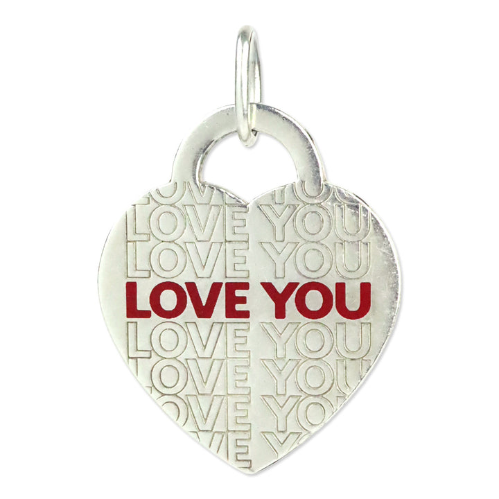Tiffany & Co. 925 Silver Red LOVE YOU Heart Charm Pendant