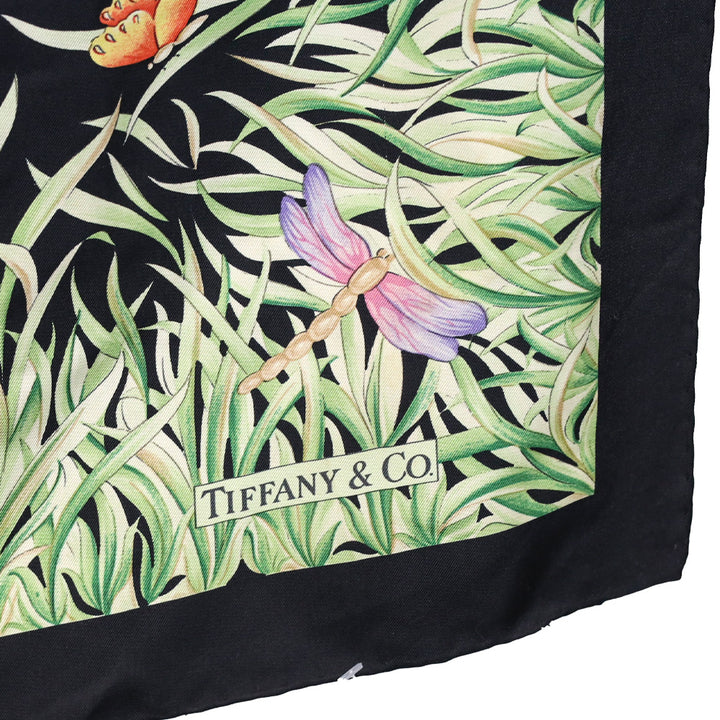Tiffany & Co. Black Butterfly Print Silk Scarf