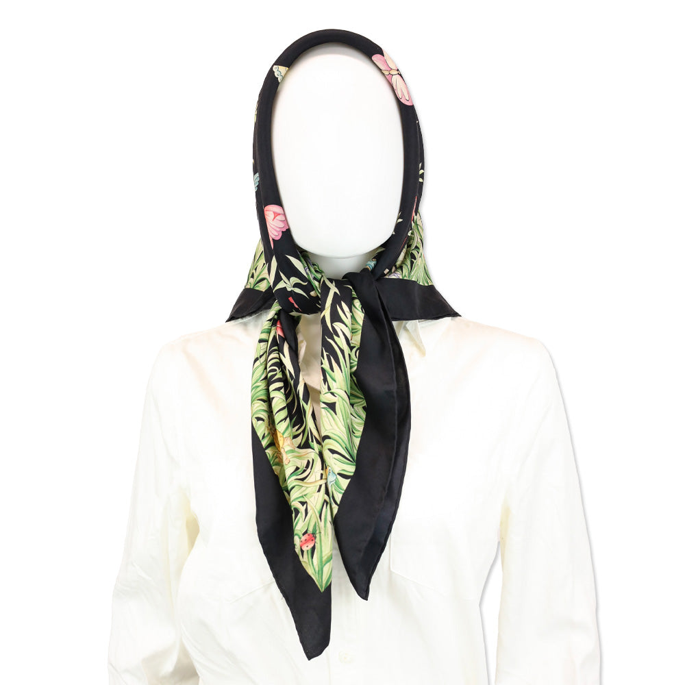 Tiffany & Co. Black Butterfly Print Silk Scarf
