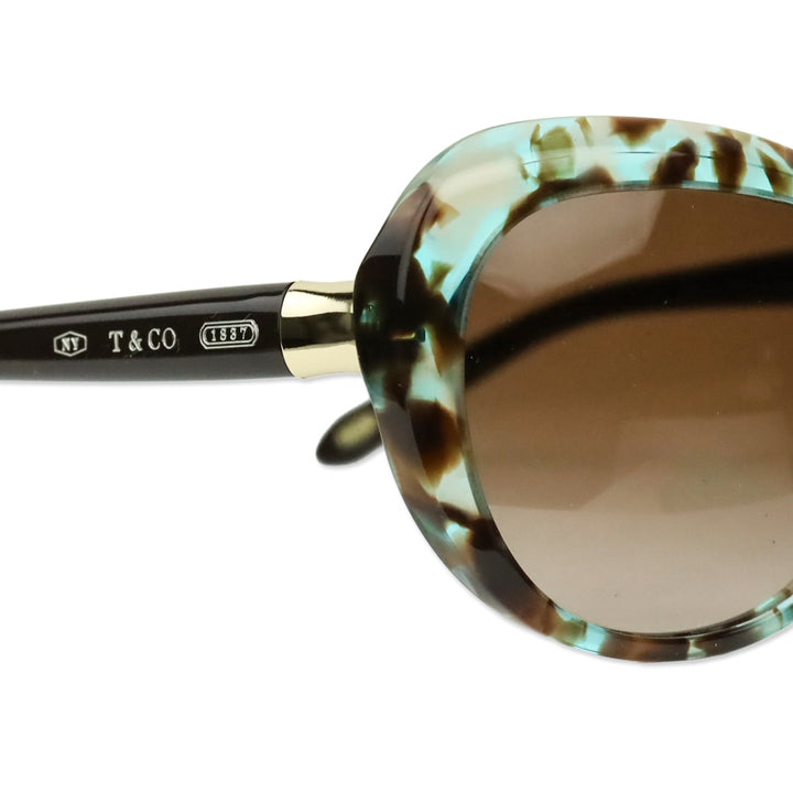Tiffany & Co. Havana/Teal Spotted Acetate Cat Eye Sunglasses