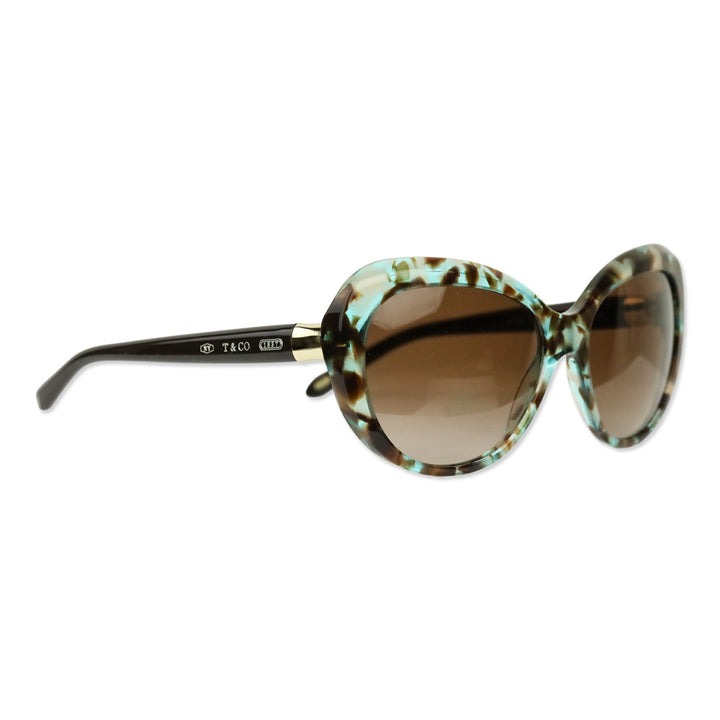 Tiffany & Co. Havana/Teal Spotted Acetate Cat Eye Sunglasses