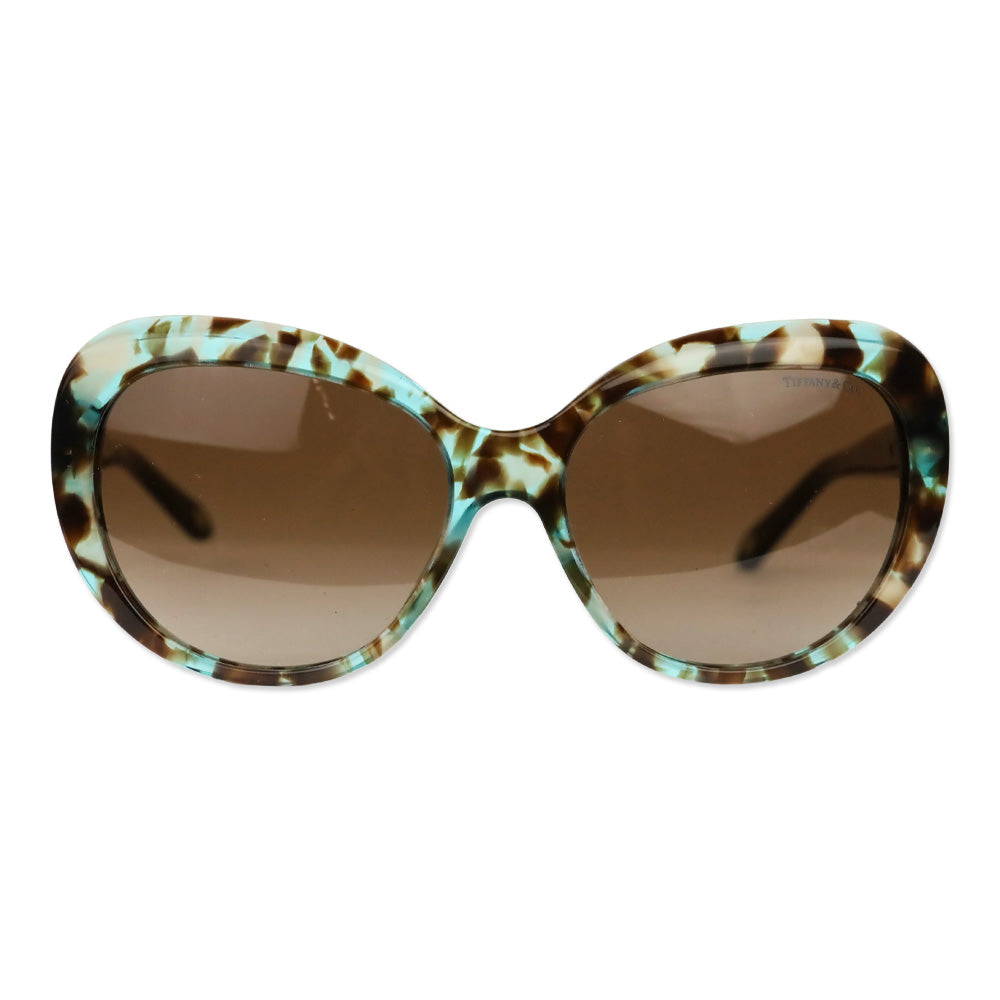 Tiffany & Co. Havana/Teal Spotted Acetate Cat Eye Sunglasses