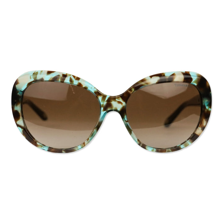 Tiffany & Co. Havana/Teal Spotted Acetate Cat Eye Sunglasses