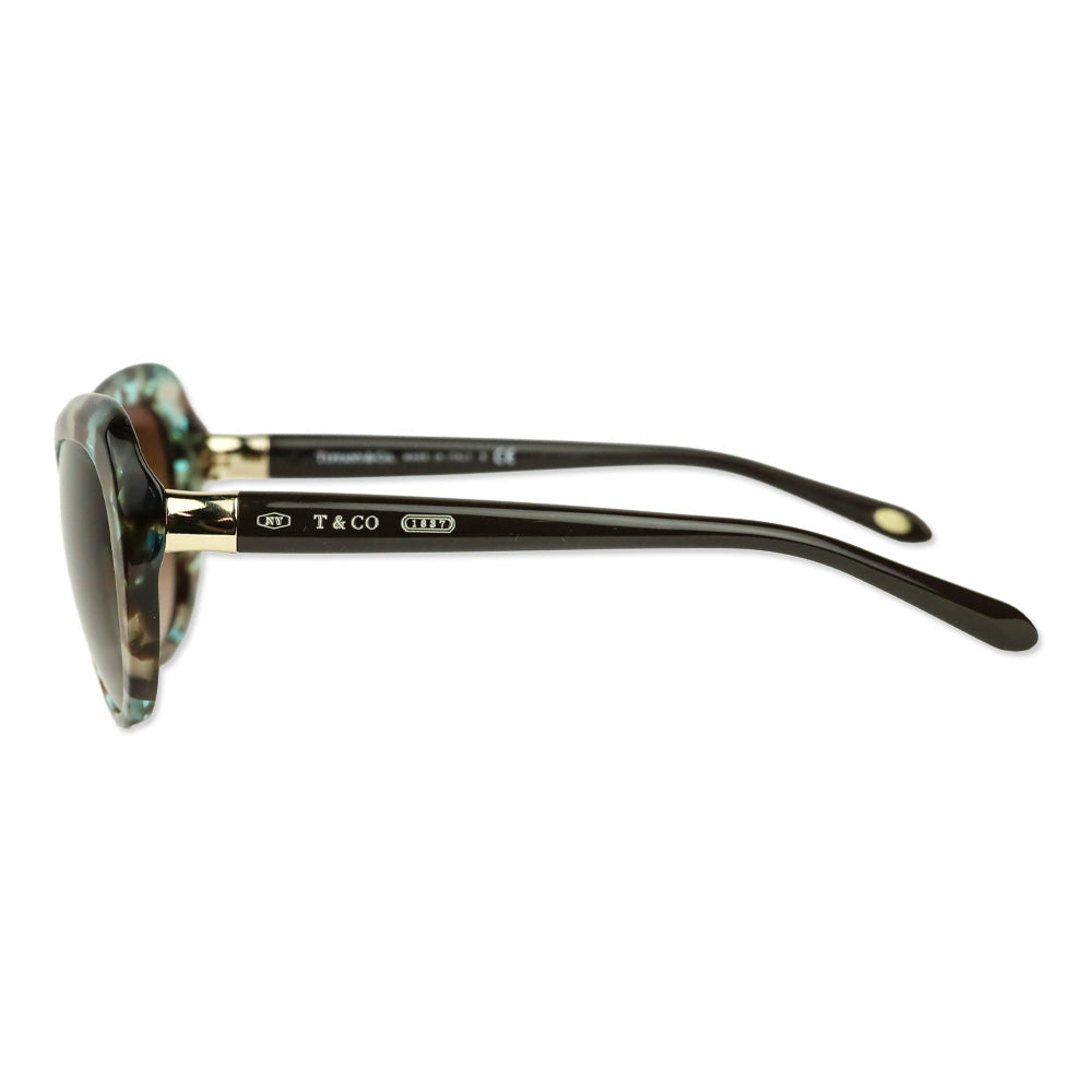 Tiffany & Co. Havana/Teal Spotted Acetate Cat Eye Sunglasses