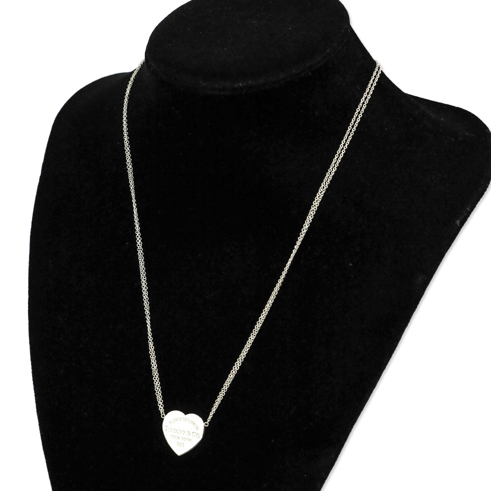 Tiffany & Co. Heart Tag Silver Double Chain Pendant Necklace