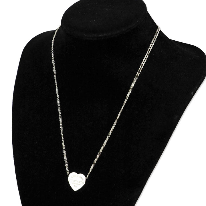 Tiffany & Co. Heart Tag Silver Double Chain Pendant Necklace