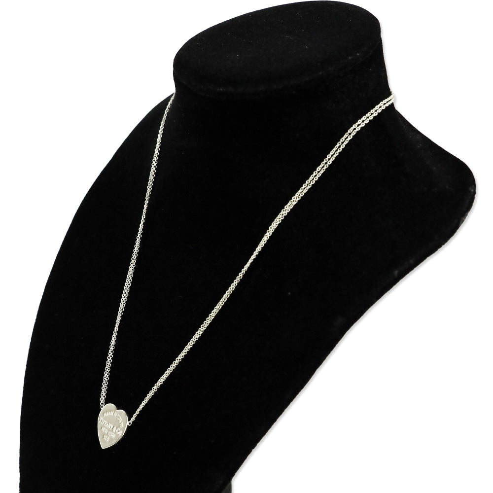 Tiffany & Co. Heart Tag Silver Double Chain Pendant Necklace