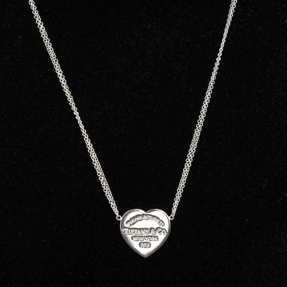 Tiffany & Co. Heart Tag Silver Double Chain Pendant Necklace