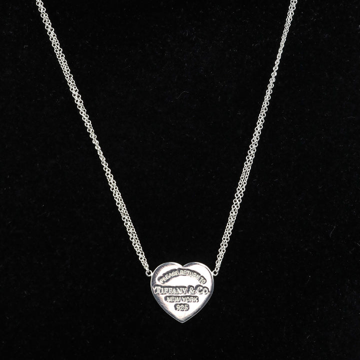 Tiffany & Co. Heart Tag Silver Double Chain Pendant Necklace
