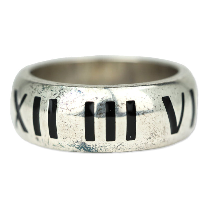Tiffany & Co. Sterling Silver Black Enamel Atlas Ring