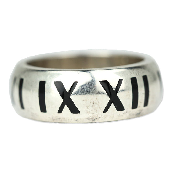 Tiffany & Co. Sterling Silver Black Enamel Atlas Ring
