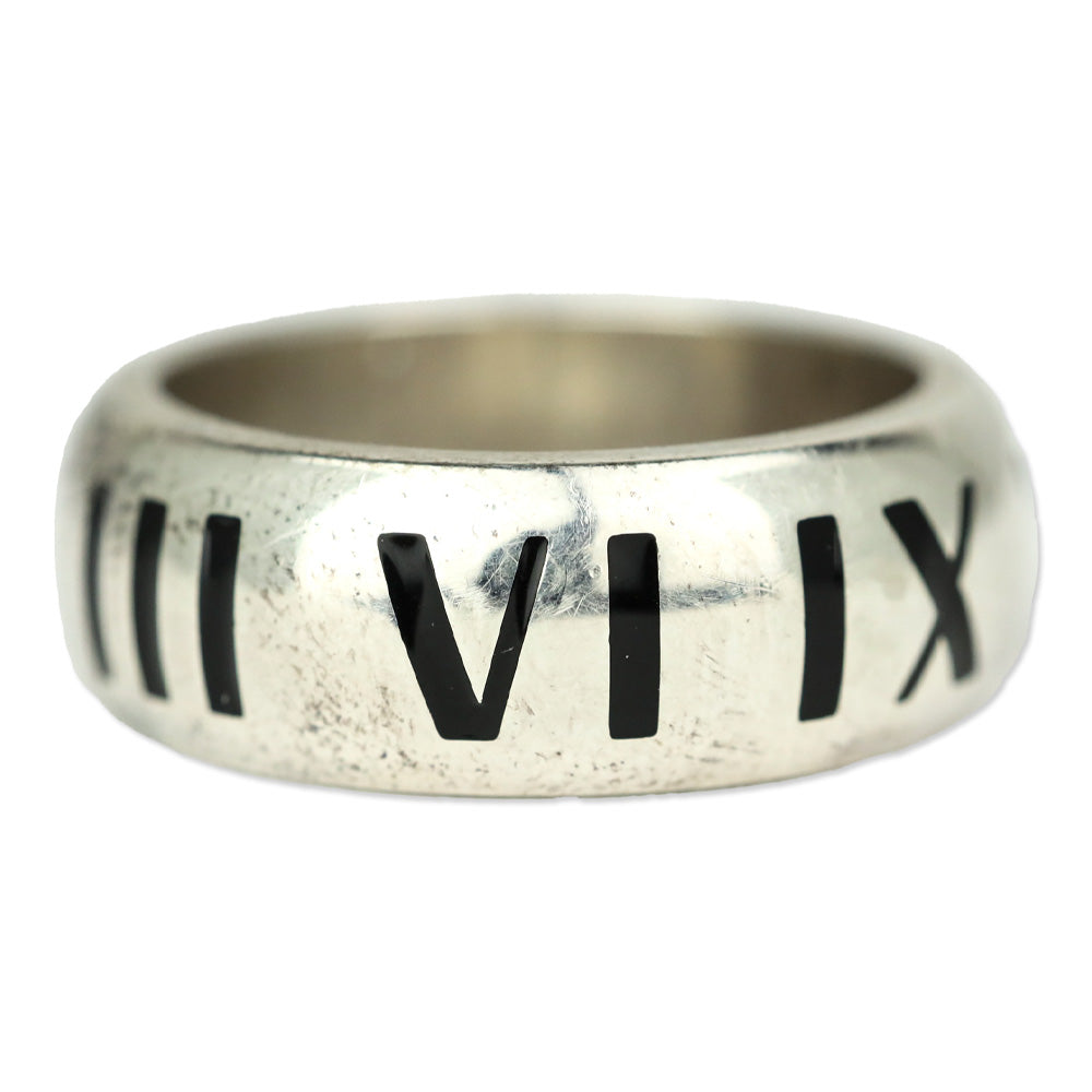 Tiffany & Co. Sterling Silver Black Enamel Atlas Ring