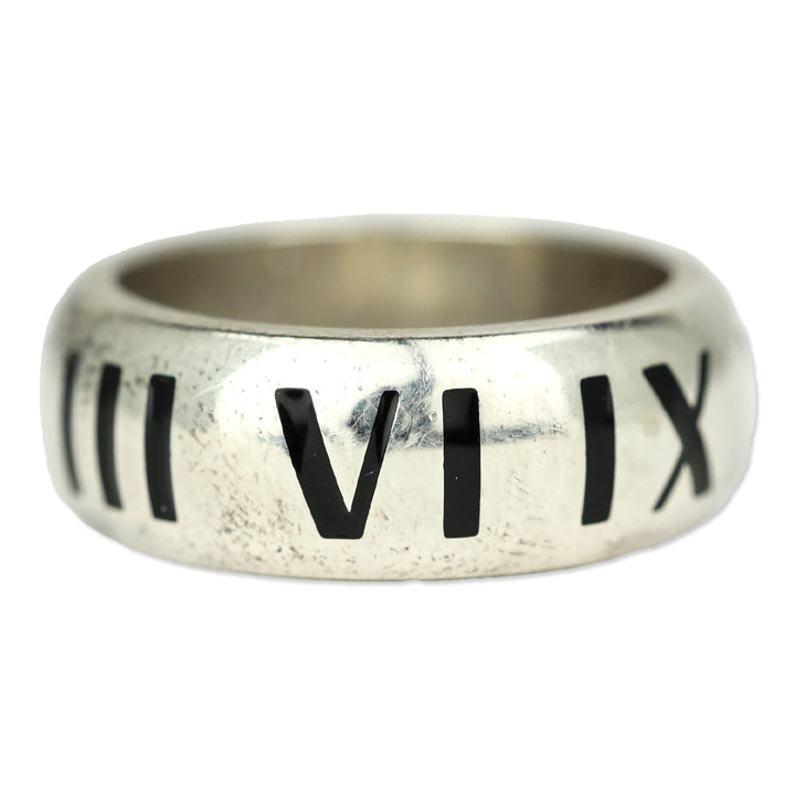 Tiffany & Co. Sterling Silver Black Enamel Atlas Ring