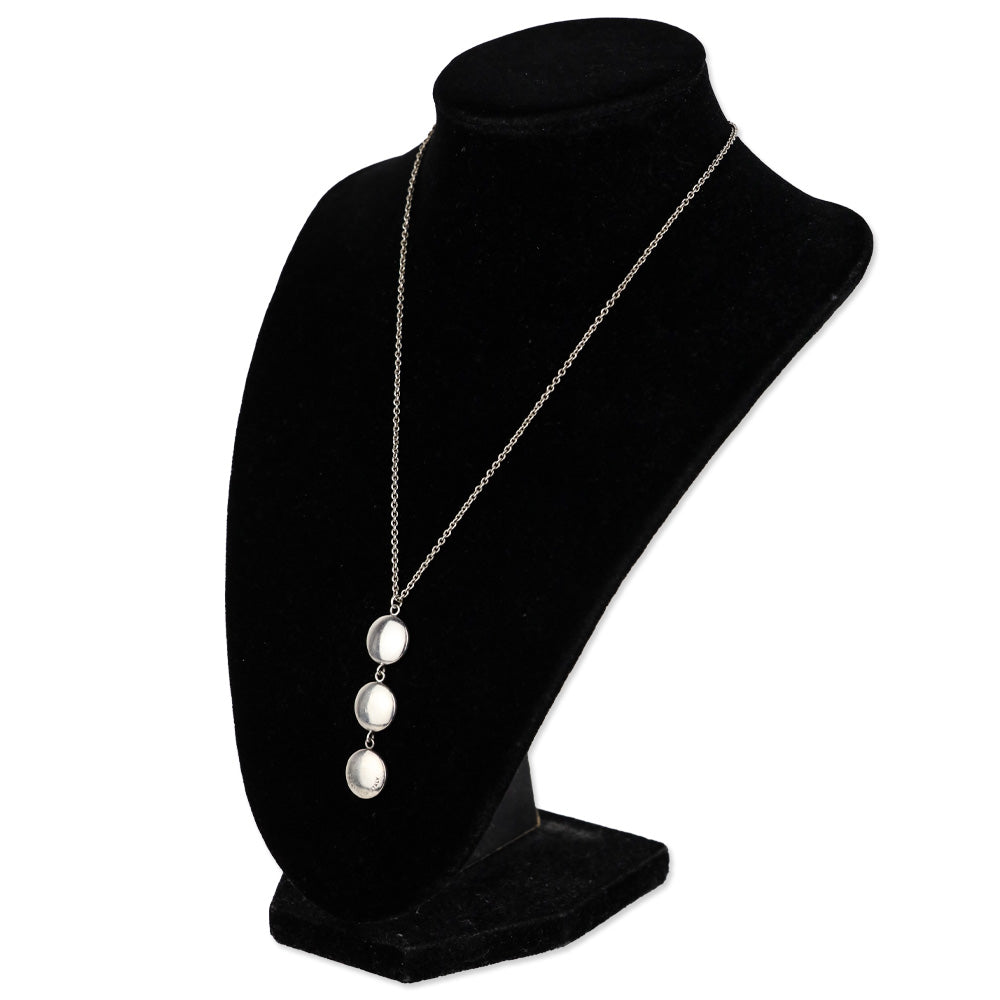 Tiffany & Co. Sterling Silver Triple Disc Circle Drop Pendant Necklace