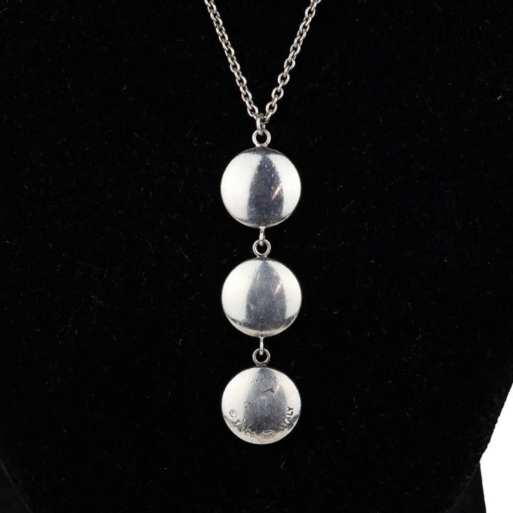 Tiffany & Co. Sterling Silver Triple Disc Circle Drop Pendant Necklace