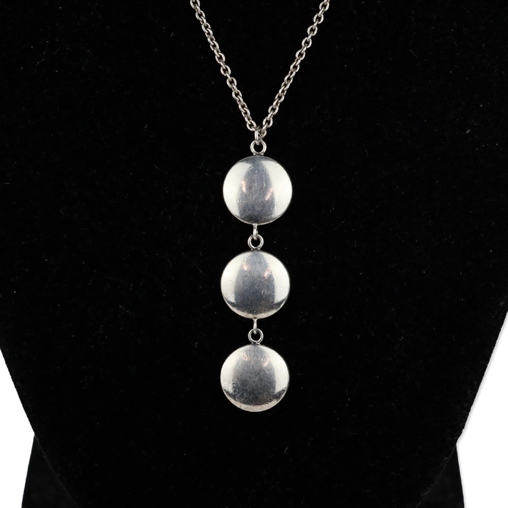 Tiffany & Co. Sterling Silver Triple Disc Circle Drop Pendant Necklace