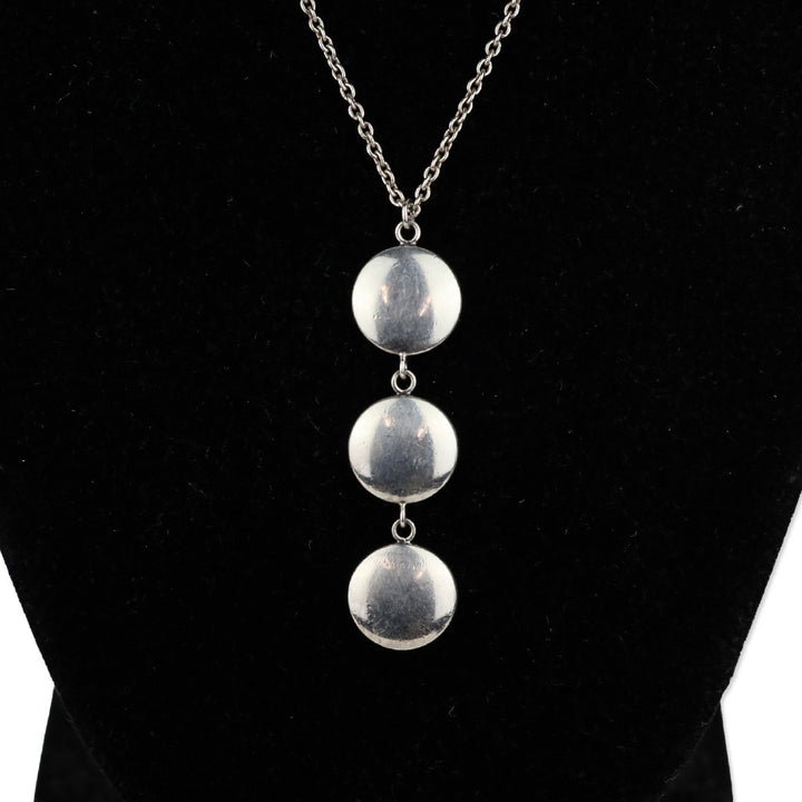 Tiffany & Co. Sterling Silver Triple Disc Circle Drop Pendant Necklace