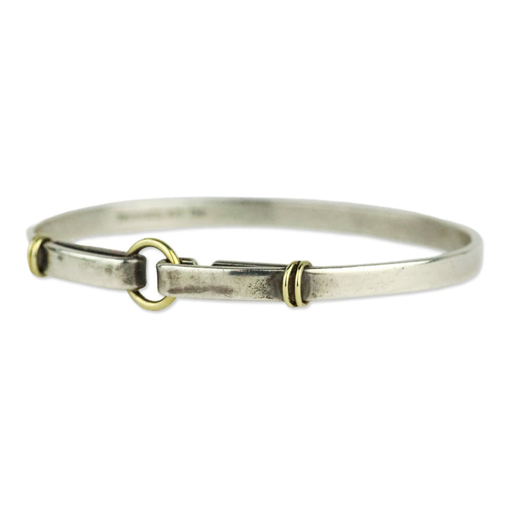 Tiffany & Co. Sterling Silver & 18K Yellow Gold Circle Hook Bangle Bracelet