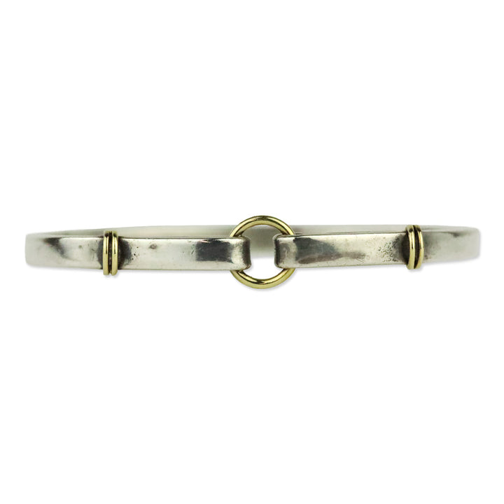 Tiffany & Co. Sterling Silver & 18K Yellow Gold Circle Hook Bangle Bracelet