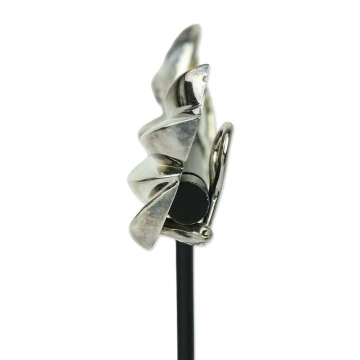 Tiffany & Co. Vintage Sterling Ivy Leaf Dome Clip-On Earrings