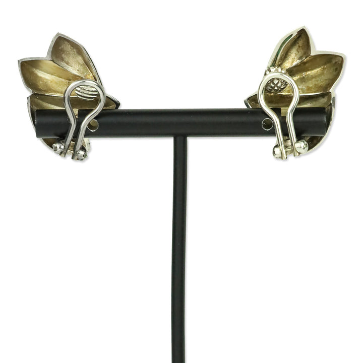 Tiffany & Co. Vintage Sterling Ivy Leaf Dome Clip-On Earrings