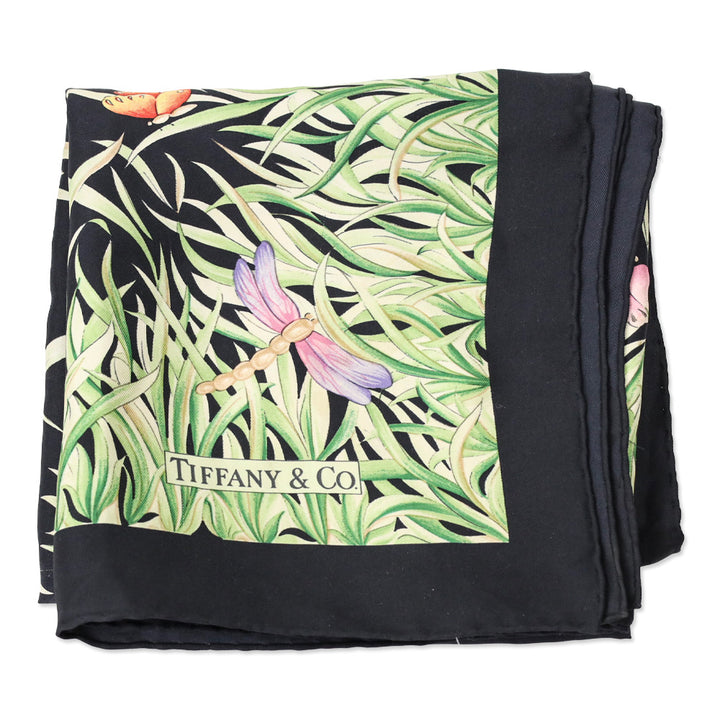 Tiffany & Co. Black Butterfly Print Silk Scarf