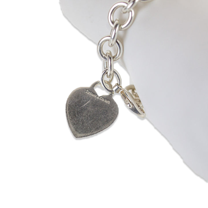Tiffany & Co. Sterling Silver Heart Tag Charm Chain Bracelet