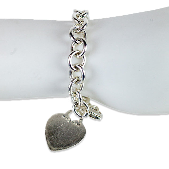 Tiffany & Co. Sterling Silver Heart Tag Charm Chain Bracelet