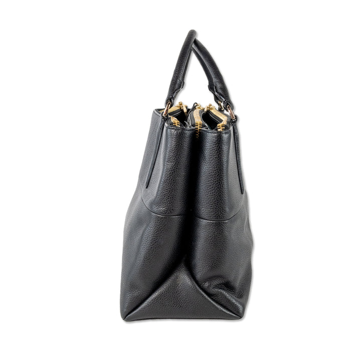 Coach Minimalistic Leather Top Handle Tote with Gold Hardware