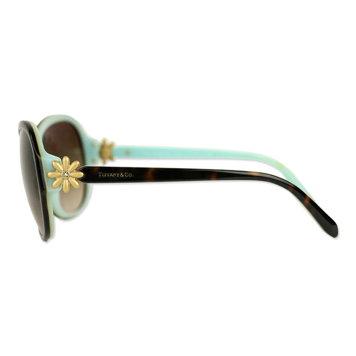 Tiffany & Co Brown Havana/Tiffany Blue Flower Accent Butterfly Sunglasses