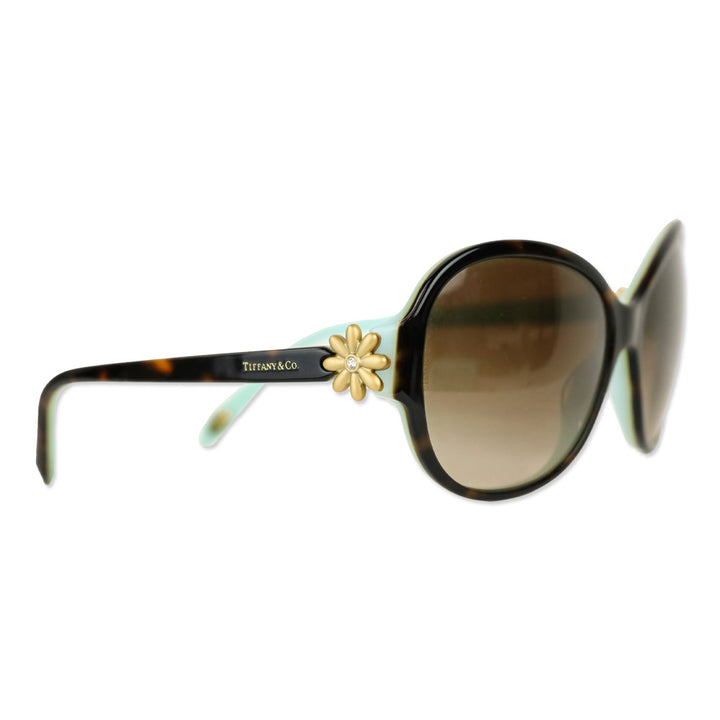 Tiffany & Co Brown Havana/Tiffany Blue Flower Accent Butterfly Sunglasses
