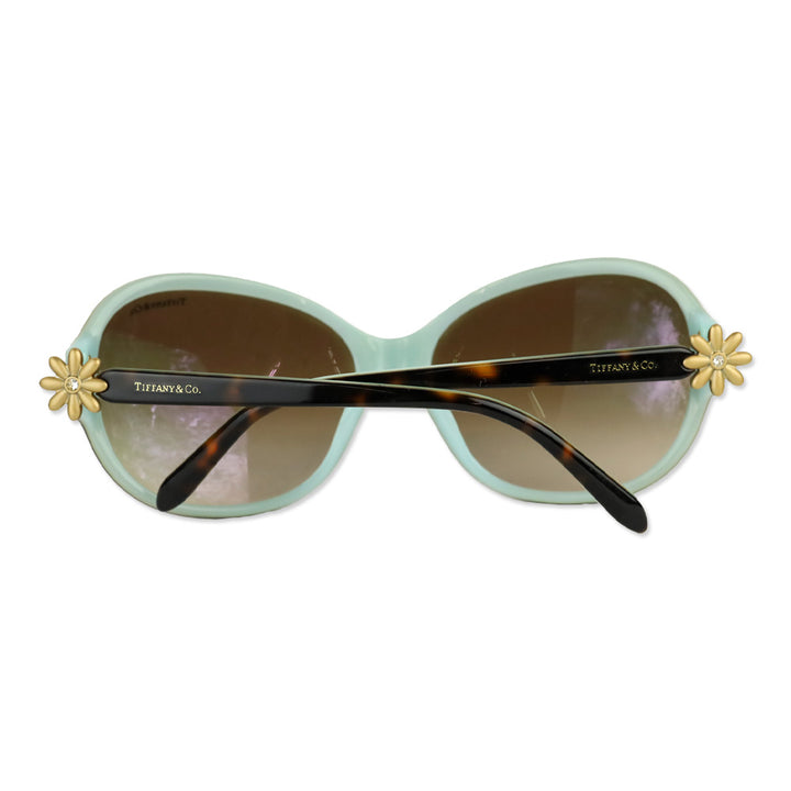 Tiffany & Co Brown Havana/Tiffany Blue Flower Accent Butterfly Sunglasses