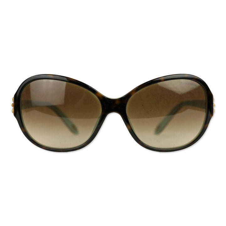 Tiffany & Co Brown Havana/Tiffany Blue Flower Accent Butterfly Sunglasses