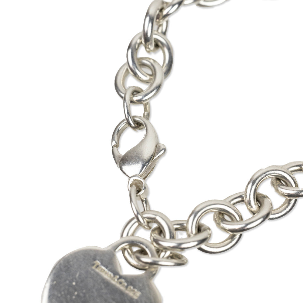 Tiffany & Co. Sterling Silver Heart Tag Charm Chain Bracelet