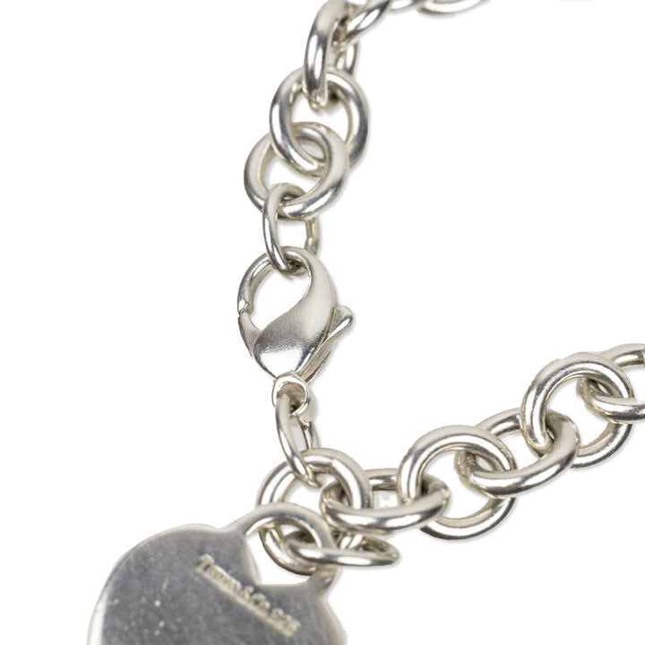 Tiffany & Co. Sterling Silver Heart Tag Charm Chain Bracelet
