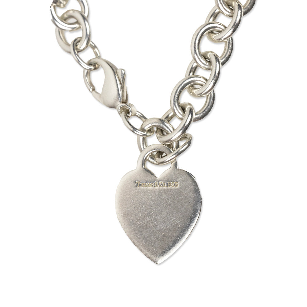 Tiffany & Co. Sterling Silver Heart Tag Charm Chain Bracelet