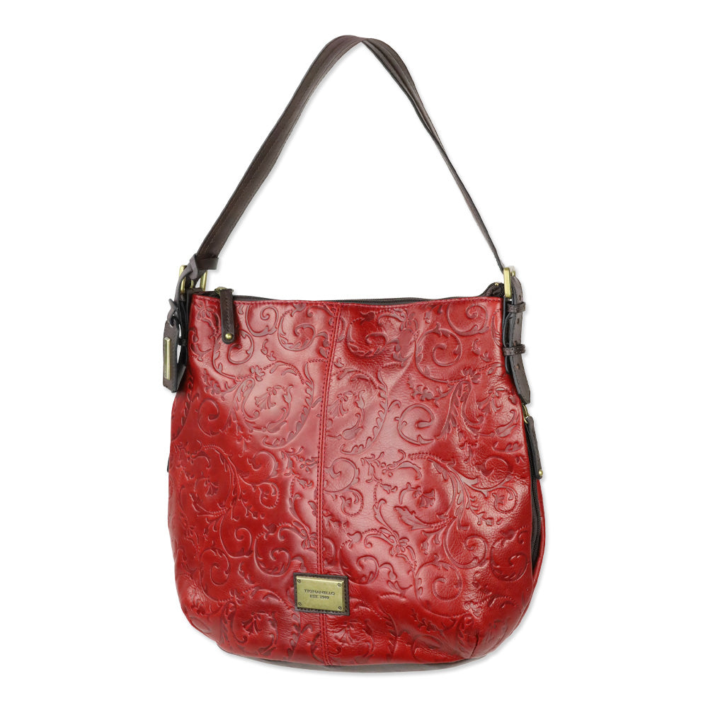 Tignanello Rouge Classic Beauty Leather Hobo Bag