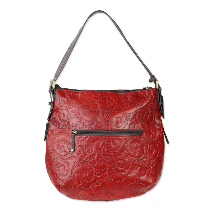 Tignanello Rouge Classic Beauty Leather Hobo Bag