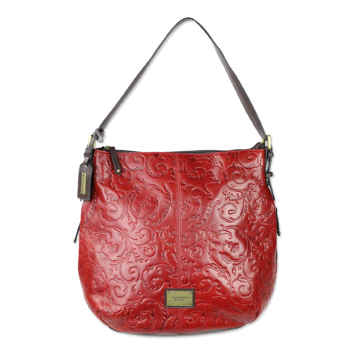 Tignanello Rouge Classic Beauty Leather Hobo Bag