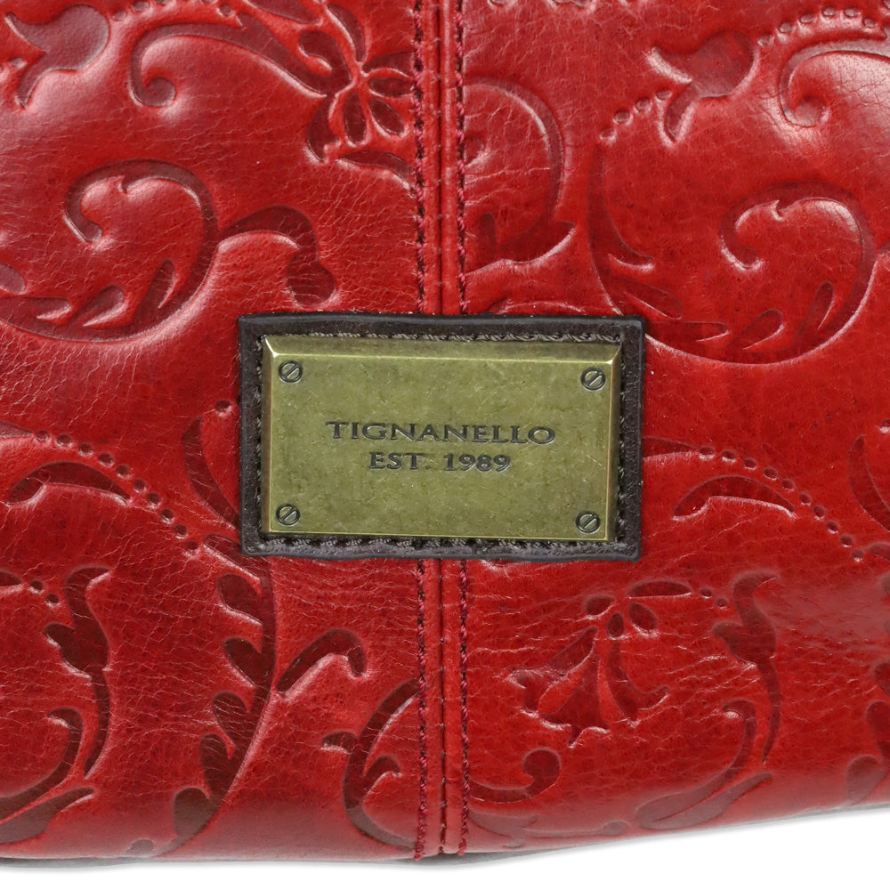 Tignanello Rouge Classic Beauty Leather Hobo Bag