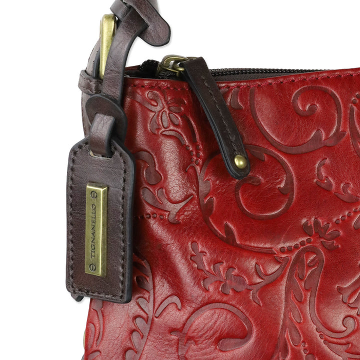 Tignanello Rouge Classic Beauty Leather Hobo Bag