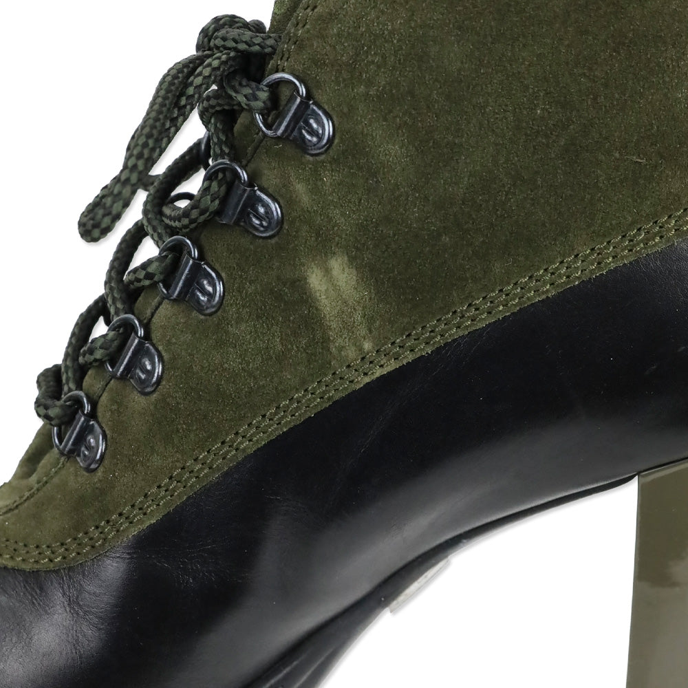 Tod's Army Green Suede Lace-Up Duck Ankle Boots