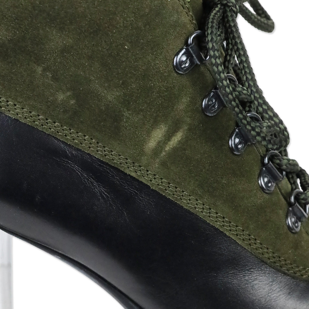 Tod's Army Green Suede Lace-Up Duck Ankle Boots