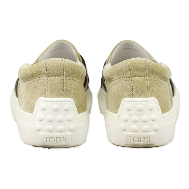 Tod's Beige Suede Chain Kate Slip-On Sneakers